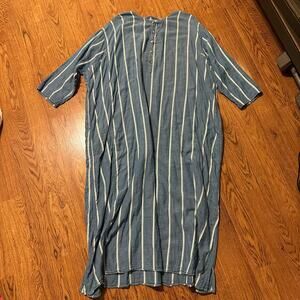 Pietsie blue striped ONE SIZE organic cotton caftan dress oversized loose